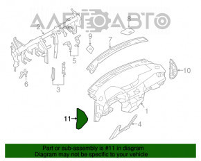 Накладка передней панели боковая левая Nissan Rogue 14-20 черная