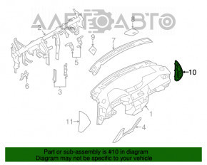 Накладка торпеды боковая правая Nissan Rogue 14-20 черная