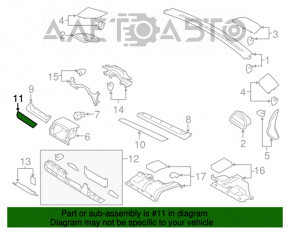 Накладка торпеды левая Subaru Outback 15-19 коричневая с хром полосой, потёрта