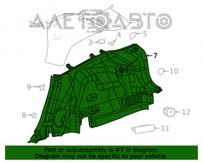 Capacul arcului stâng Jeep Cherokee KL 19- negru, sub capacul electric, zgârieturi, plastic albicios.