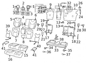 Rândul din spate al scaunelor, al doilea rând Jeep Cherokee KL 19 - material textil negru