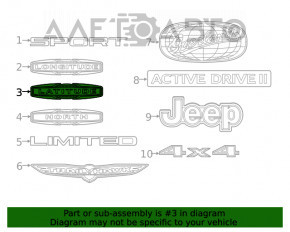 Emblema ușii portbagajului LATITUDE pentru Jeep Cherokee KL 19-20