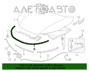 Уплотнитель капота центр передний Honda Accord 13-17 на капоте