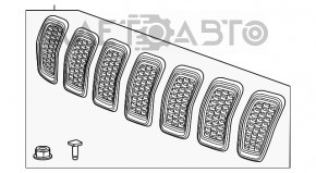 Решетка радиатора grill Jeep Cherokee KL 19- рест сер комплект 7шт