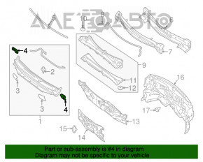 Garnitură aripă capotă - aripă dreapta Nissan Pathfinder 13-20 spate, lipsește un suport.