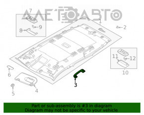 Manerul plafonului din spate dreapta pentru Nissan Rogue 21-23 gri.