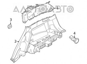 Накладка задней стойки левая Nissan Rogue 21-23 серая US built