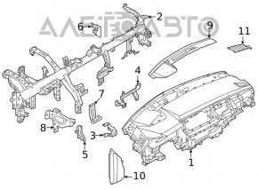 Panoul frontal al torpilei fără AIRBAG Nissan Rogue 21-23 negru, construit în SUA