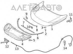 Замок капота Nissan Rogue 21-23