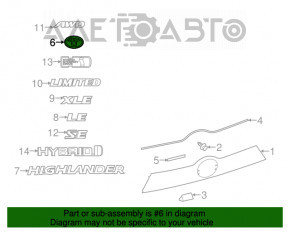 Эмблема TOYOTA двери багажника Toyota Highlander 14-19 слом креп