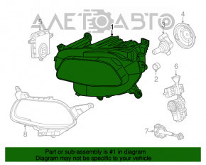 Фара передняя правая Jeep Cherokee KL 14-18 дорест, галоген, черный, топляк