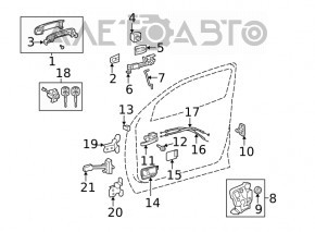 Buclele ușii, partea de jos, față dreapta, Toyota Camry v40, nou, OEM original.