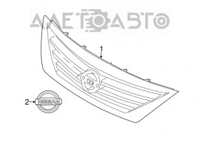 Grila radiatorului Nissan Versa 12-19 SUA, nouă, originală