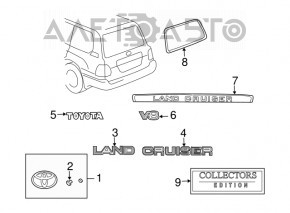 Emblema cu inscripția V8 pentru portiere și portbagaj pentru Lexus GX470 03-09, nou, original OEM.