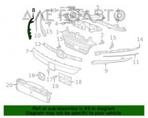 Ресничка решетки радиатора grill правая Honda Accord 18-22 темный хром новый OEM оригинал