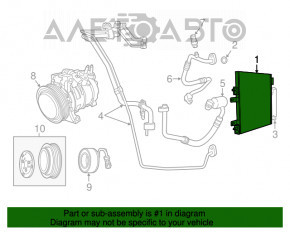 Radiatorul condensatorului de aer condiționat Jeep Compass 11-16 2.0 manuală