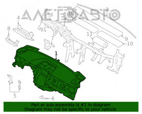 Torpedo panoul frontal fără AIRBAG Subaru Outback 20- negru nou OEM original