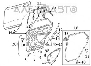 Panoul interior al ușii din spate dreapta pentru Lexus RX350/450h 16-22, fără garnitură.