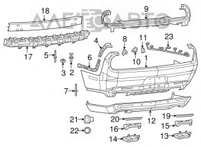 Buza bara spate Dodge Challenger 15-19, structura restilizată 5.7 cu senzori de parcare, zgârieturi, Taiwan.