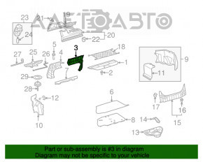 Peretele de separare al scaunului portbagajului dreapta pentru Toyota Camry v40 hibrid, negru