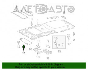 Suport de fixare a parasolarului pasagerului Lexus RX350 RX450h 10-15 gri.