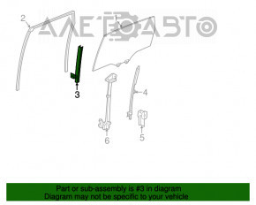 Направляющая стекла двери задней правой Acura MDX 14-20 короткая