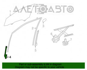 Направляющая стекла двери передней правой Toyota Highlander 14-19 передняя