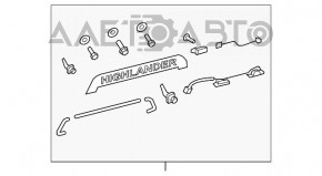 Moldura portbagajului Toyota Highlander 08-13 cu buton, cu iluminare a numărului de înmatriculare.