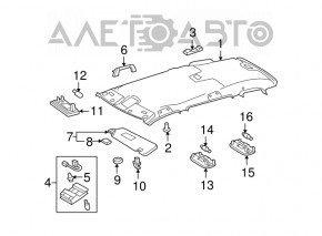 Plafonul de iluminare frontal pentru Toyota Highlander 08-13, bej, fără plafon panoramic, cu navigație, cu dispozitiv de deschidere a porților de garaj.