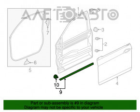 Garnitură ușă față dreapta Honda Accord 13-17 inferioară