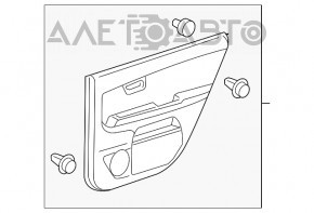 Обшивка двери карточка задняя правая Lexus RX300 RX330 RX350 RX400h 04-09 черн с черн вставкой кожа, подлокотник кожа, молдинг под дерево глянец, надрывы, царапины, под чистку