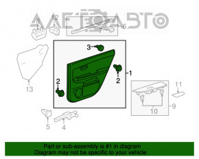 Обшивка двери карточка задняя правая Lexus RX300 RX330 RX350 RX400h 04-09 черн с черн вставкой кожа, подлокотник кожа, молдинг под дерево глянец, надрывы, царапины, под чистку