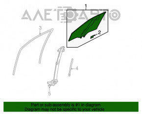 Geamul ușii din față dreapta a Honda Accord 13-17 hibrid, 5mm, zgârieturi