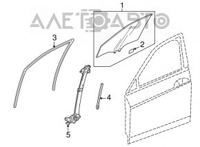 Geamul ușii din față dreapta a Honda Accord 13-17 hibrid, 5mm, zgârieturi
