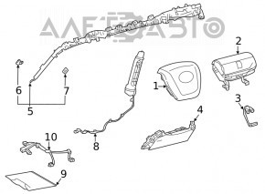 Perna de siguranță airbag, cortina laterală dreapta Toyota Highlander 20- cartuș de aer ruginit.