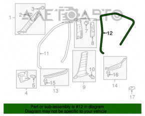 Garnitura ușii din spate dreapta pentru Toyota Camry V40, culoare bej