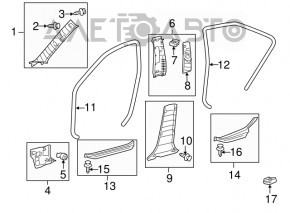 Garnitura ușii din spate dreapta pentru Toyota Camry V40, culoare bej