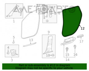 Garnitura de etanșare a cadrului ușii spate stânga Toyota Highlander 20-