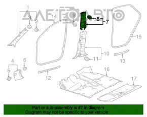 Capacul stâlpului central, curea superioară dreapta pentru Lexus NX200t NX300 NX300h 15-21, negru