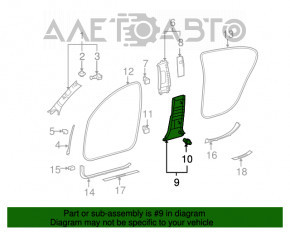 Capacul stâlpului central stânga jos pentru Lexus GS300 GS350 GS430 GS450h 06-07, piele neagră, deteriorare la prindere, zgârieturi