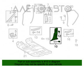 Capacul stâlpului central dreapta jos Lexus RX350 RX450h 10-15 negru