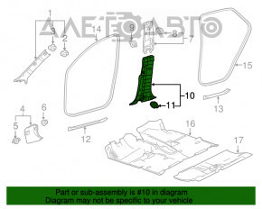 Capacul stâlpului central dreapta jos pentru Lexus NX200t NX300 NX300h 15-21, negru.