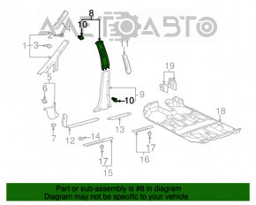 Накладка центральной стойки верхняя ремень левая Lexus RX300 98-03 беж