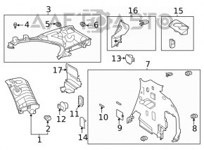 Capac spate stânga Toyota Highlander 20- gri, zgârieturi, plastic albicios.