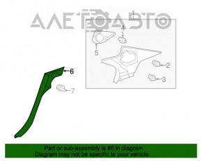 Capacul spate al barei inferioare dreapta Lexus LS460 LS600h 07-12 negru, rupt, zgâriat, uzat