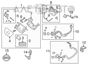 Emblema siglei Nissan pentru Nissan Leaf 11-17, nou OEM original.