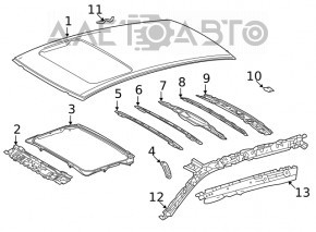 Acoperișul de metal pentru Toyota Highlander 20- cu trapă, tăiat, șuruburi