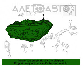 Far stânga față asamblată BMW X3 G01 18-21 halogen + LED