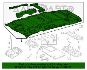 Acoperirea tavanului Toyota Highlander 20- gri sub trapă, pentru curățare, electricitatea nu funcționează.