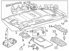 Acoperirea tavanului Toyota Highlander 20- gri sub trapă, pentru curățare, electricitatea nu funcționează.